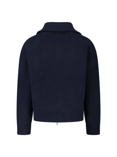Studio Nicholson Neutral Textured Knit Sweater Collection In Blue