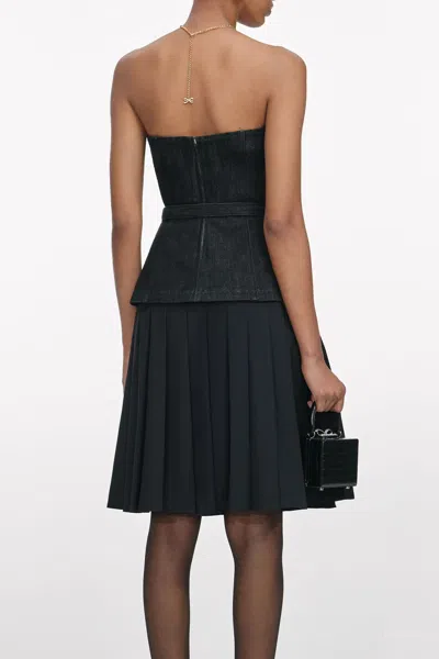 Self-portrait Black Denim Bandeau Top In Black