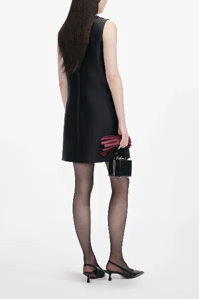 Self-portrait Black Taffeta Embellished Trim Mini Dress In Black