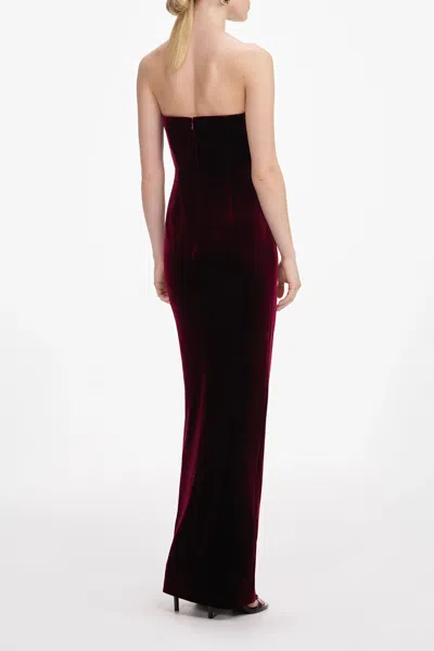 Self-portrait Burgundy Velvet Bandeau Maxi Dress In Red