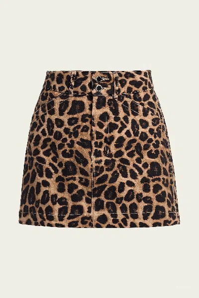 Veronica Beard Chloe Mini Skirt In Washed Leopard In Brown