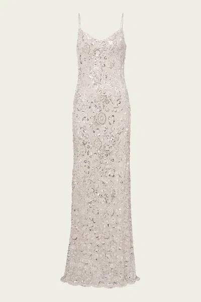 Self-portrait Cream Floral Sequin Maxi Dress In White