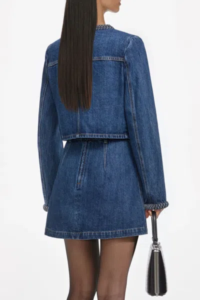 Self-portrait Denim Braided Mini Skirt In Blue