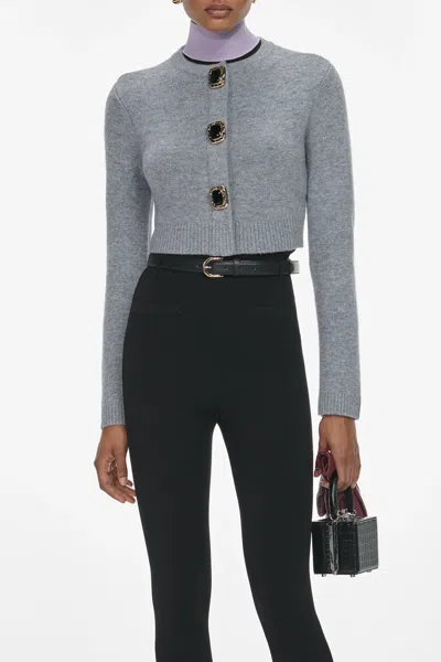 Self-portrait Grey Wool Cardigan In Gray