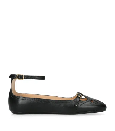 Chloé Black Misty Ballerinas In Animal Print