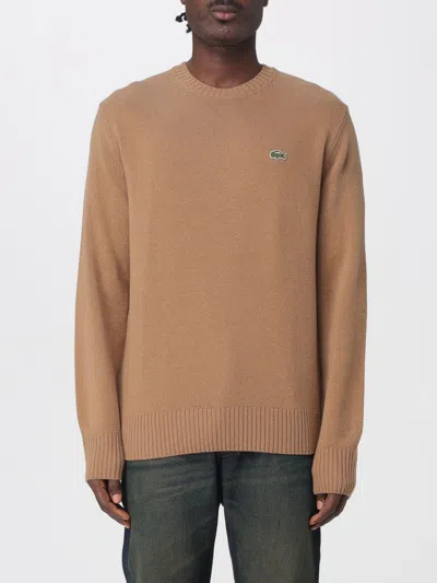 Lacoste Logo-patch Sweater In Brown