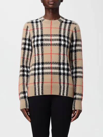 Burberry Beige Check Cashmere And Wool Cardigan In Brown
