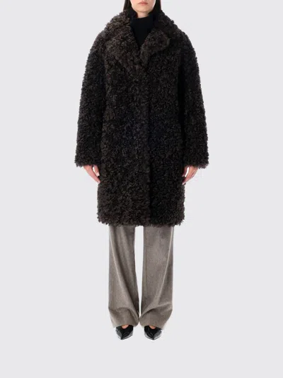 Stand Studio Curled Camille Cocoon Coat In Brown