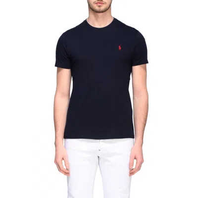 Polo Ralph Lauren Black Cotton T-shirt With Logo In Blue