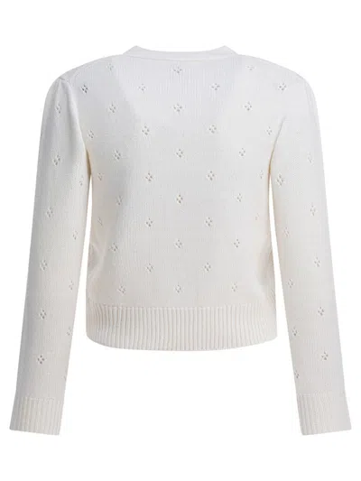 Chloé Wool And Cashmere Fitted Sweater With An Openwork Motif Clothing In Neutral