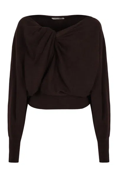 Alberta Ferretti Alberta Ferreti Sweater In Mixed Wool In Brown