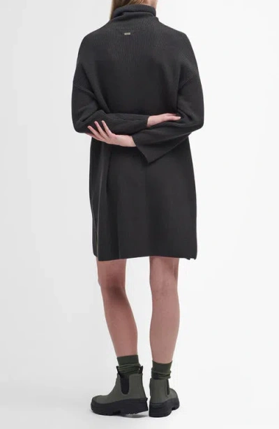 Barbour Long Sleeve Cotton Blend Rib Turtleneck Sweater Dress In Green