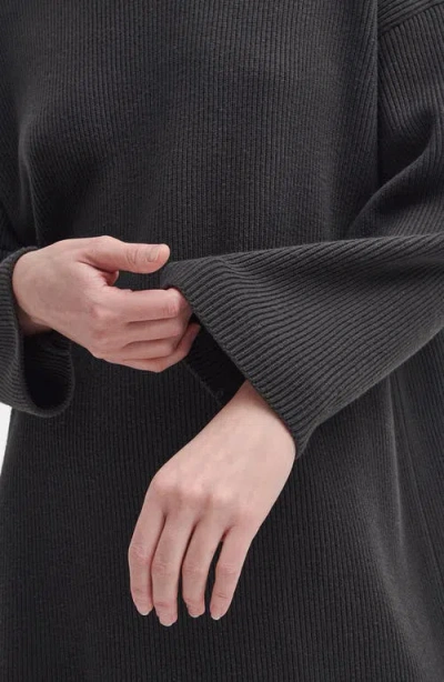 Barbour Long Sleeve Cotton Blend Rib Turtleneck Sweater Dress In Green