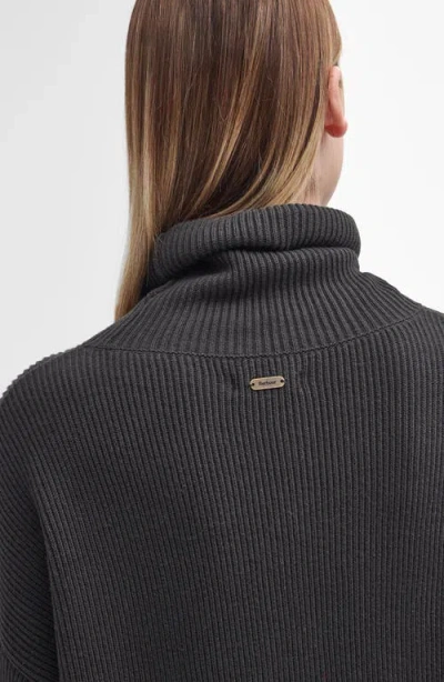 Barbour Long Sleeve Cotton Blend Rib Turtleneck Sweater Dress In Green