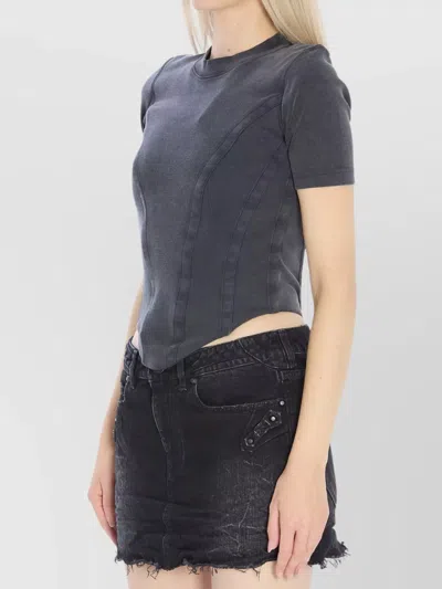 Balenciaga Washed Black Corset-style T-shirt In Gray