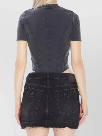 Balenciaga Washed Black Corset-style T-shirt In Gray
