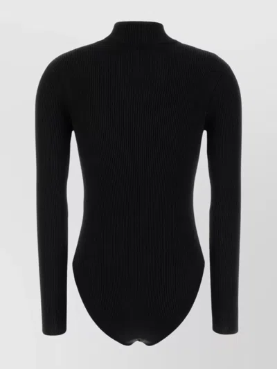 Givenchy Logo Ribbed-knit Bodysuit In Black