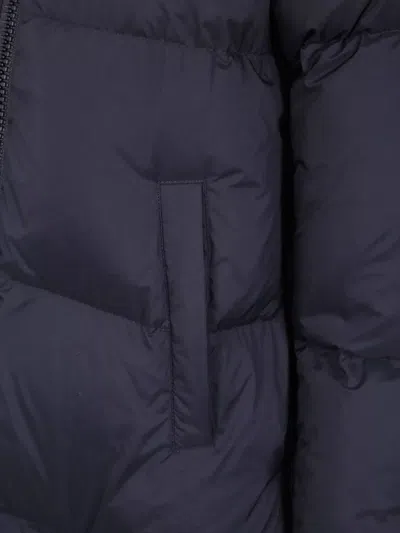 Herno Long Quilted Jacket High Collar In Blue