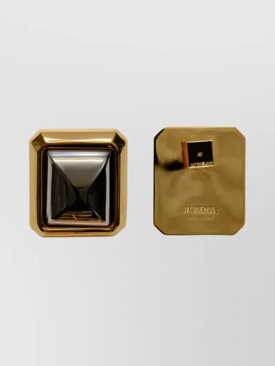 Jacquemus Les Pendants Carre Metallic Earings With Rear Closure And Square Design In Brass Woman In Gold