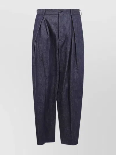 Comme Des Garçons Wide Leg Trousers With Pleats And Pockets In Blue