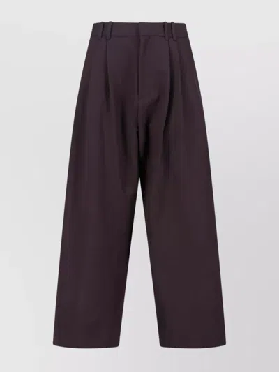 Studio Nicholson Straight Trousers With Pleats And Pockets In Brown
