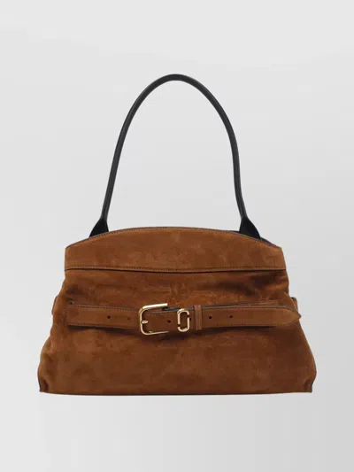 Marc Jacobs Dakota Suede Shoulder Bag With Buckle Straps In Brown