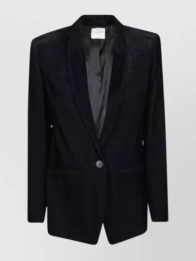 Forte Forte Tailored Black Acetate Jacket With Notched Lapels And Single-button Closure In Black