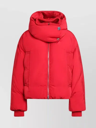 Sportmax Short Padded Jacket With High Collar And Horizontal Stitching In Red