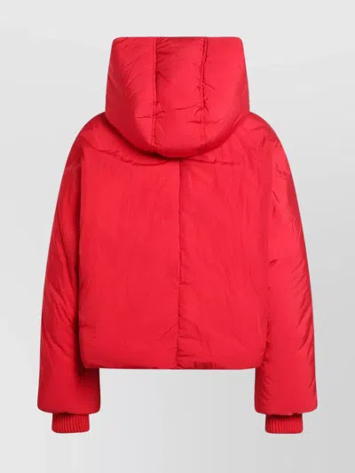 Sportmax Short Padded Jacket With High Collar And Horizontal Stitching In Red