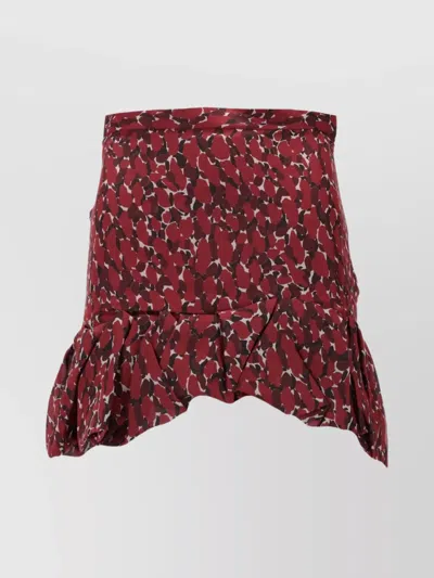 Saint Laurent Asymmetric Hem Abstract Pattern Ruffle Skirt In Multi