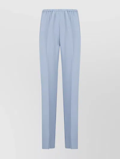 Forte Forte Relaxed-fit Blue Trousers With Straight Leg Design And Subtle Sheen In Blue