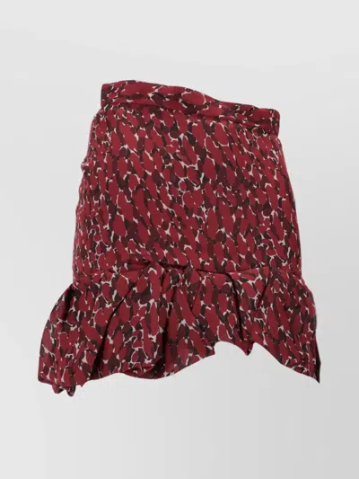 Saint Laurent Asymmetric Hem Abstract Pattern Ruffle Skirt In Multi