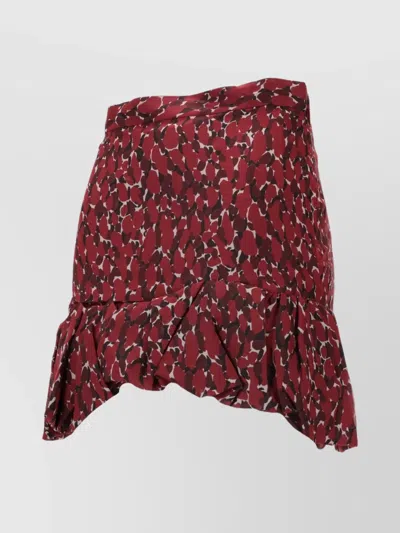 Saint Laurent Asymmetric Hem Abstract Pattern Ruffle Skirt In Multi