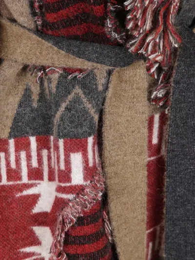 Alanui Tribal-pattern Knit Cardigan With Shawl Collar And Fringed Edges In Multi