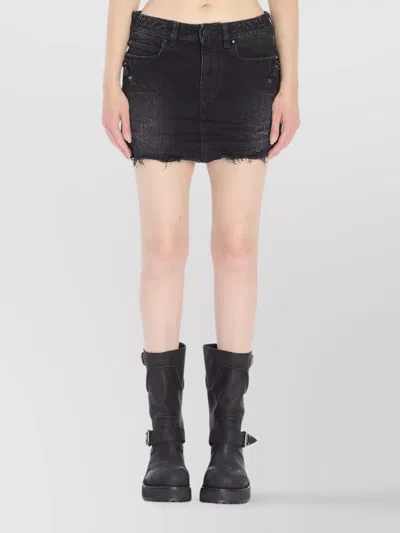 Balenciaga Washed Black City Mini Denim Skirt In Black