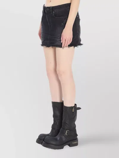 Balenciaga Washed Black City Mini Denim Skirt In Black