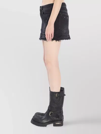 Balenciaga Washed Black City Mini Denim Skirt In Black