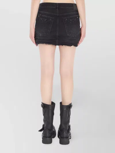 Balenciaga Washed Black City Mini Denim Skirt In Black