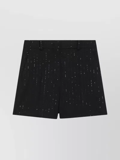 Max Mara Shorts With Pinstripe-effect Micro Sequins In Black