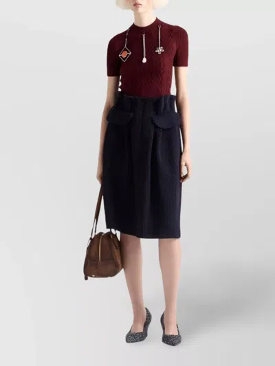 Prada Openwork Motif Wool Sweater With Pendants In Burgundy
