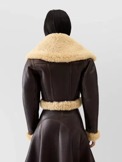 Jacquemus Lamb Shearling Aviator Jacket In Brown