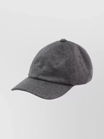 Jacquemus Cashmere Cap Curved Brim In Gray