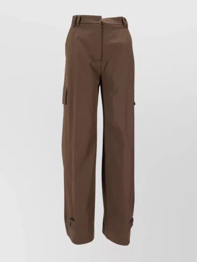 P.a.r.o.s.h Wide Leg Cargo Trousers With Adjustable Straps In Brown
