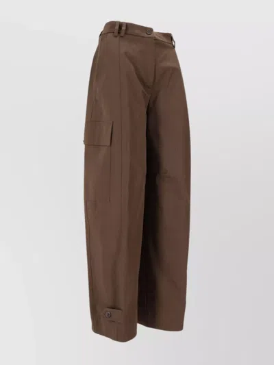 P.a.r.o.s.h Wide Leg Cargo Trousers With Adjustable Straps In Brown