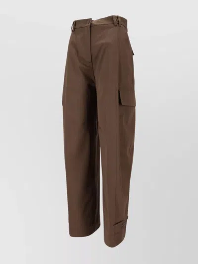P.a.r.o.s.h Wide Leg Cargo Trousers With Adjustable Straps In Brown