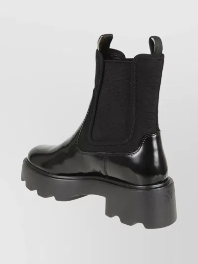 Tory Burch Black Leather And Fabric Chelsea Ankle Boots In Black