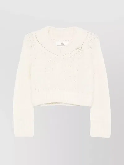 Ermanno Scervino Chunky Knit V Neck Long Sleeve Top In Neutral