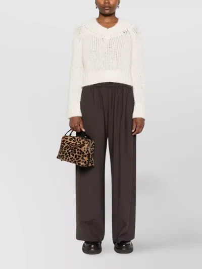 Ermanno Scervino Chunky Knit V Neck Long Sleeve Top In Neutral