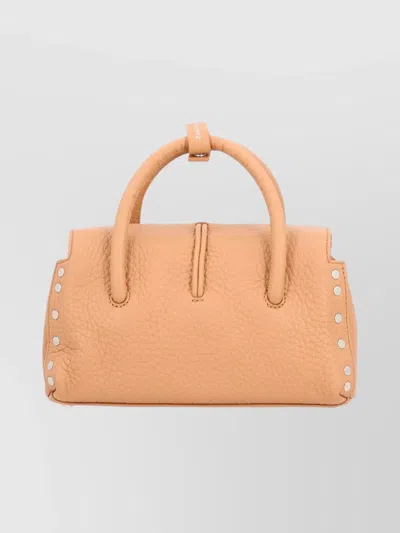 Zanellato Textured Shoulder Bag Adjustable Strap In Neutral