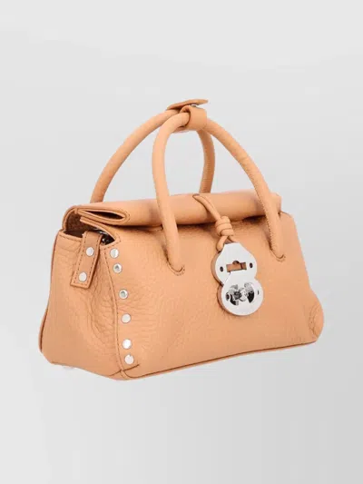 Zanellato Textured Shoulder Bag Adjustable Strap In Neutral